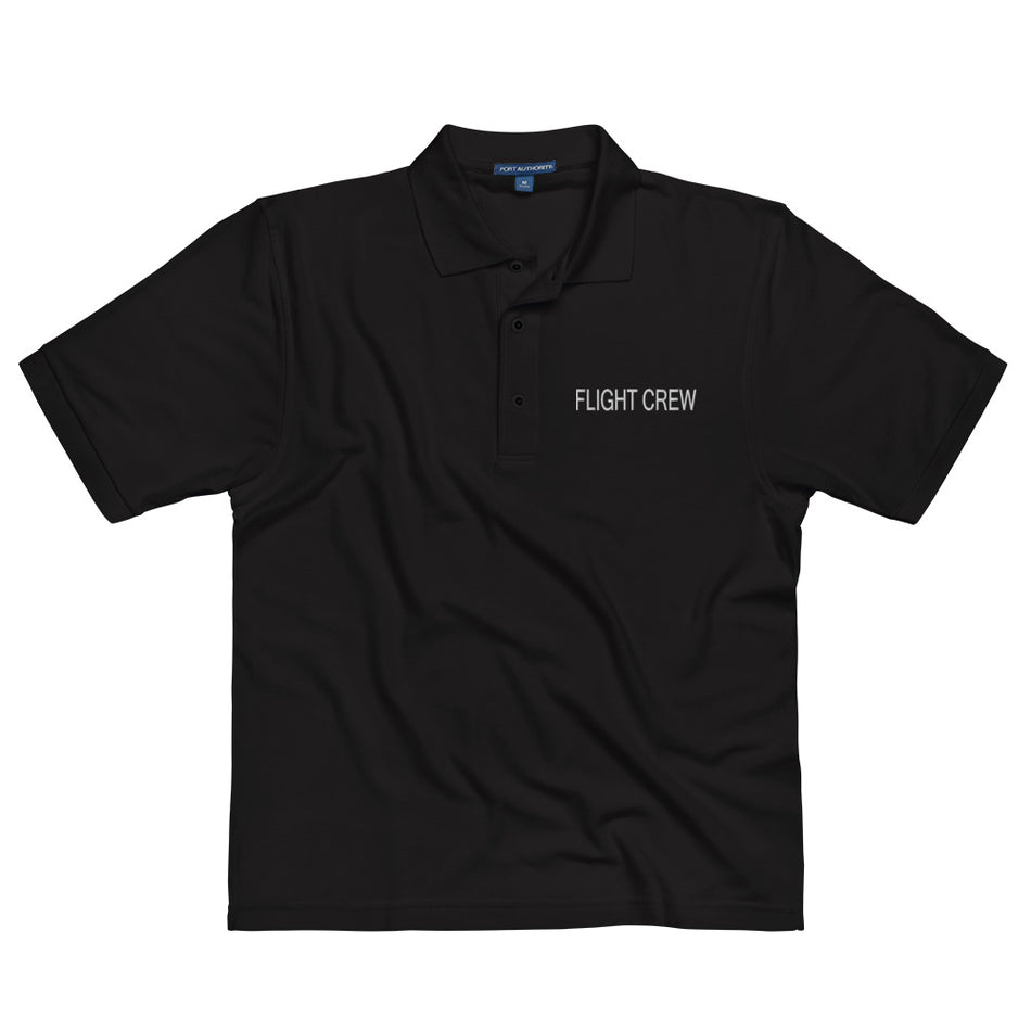 Embroidered Black Flight Crew Men's Premium Polo