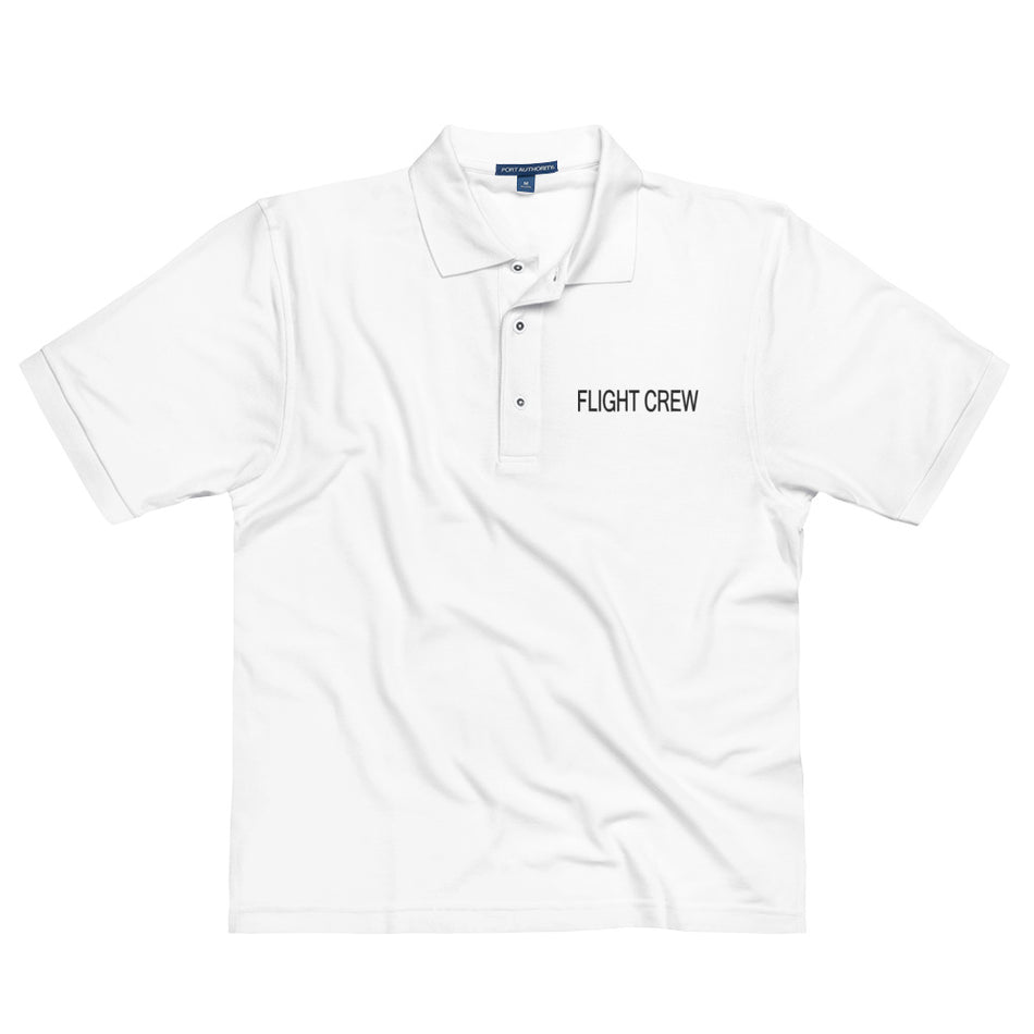 Embroidered White Flight Crew Men's Premium Polo