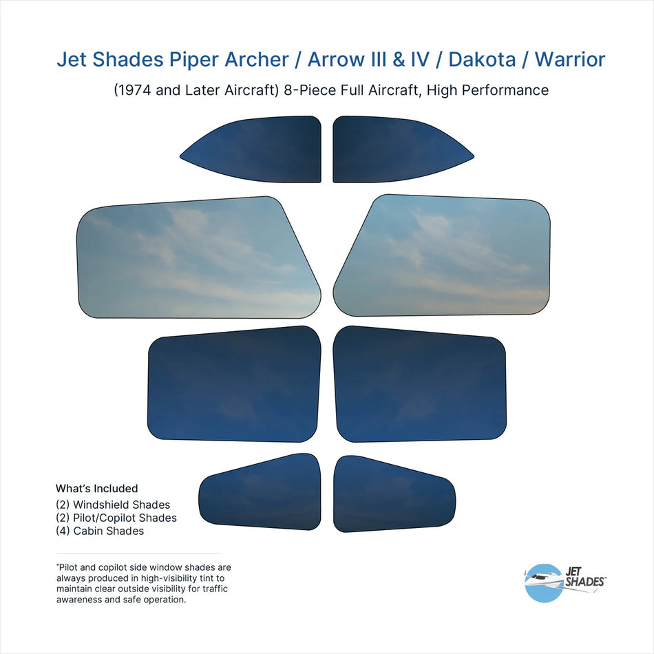 Piper Archer / Arrow III & IV / Dakota / Warrior (1974 and Later) Jet Shades