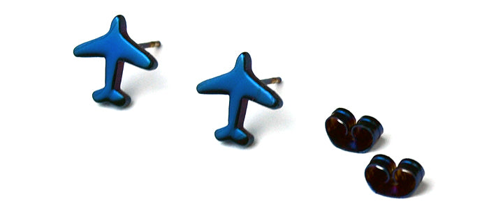 Mini Airplane Blue Stud Earrings