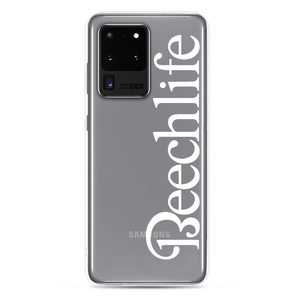 Clear Beechlife Samsung (All S20 Versions) Phone Case - White Font
