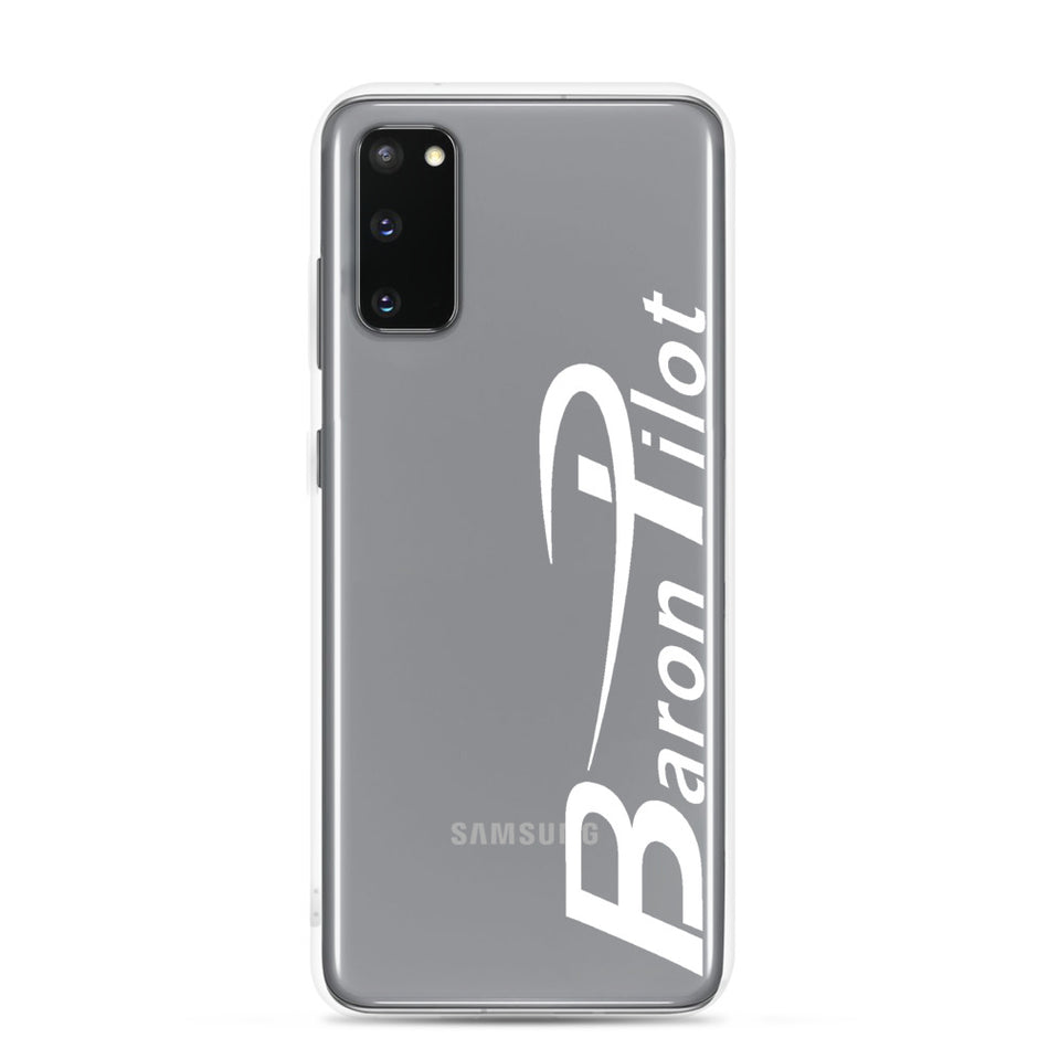 Clear Baron Pilot Samsung (All S20 Versions) Phone Case - White Font