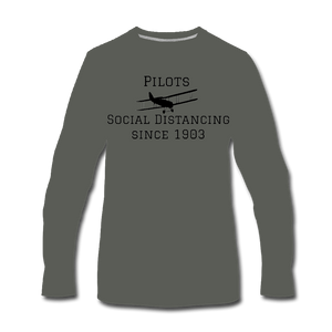 Men's Social Distancing Asphalt Gray Long Sleeve T-Shirt - SIZE SMALL ONLY