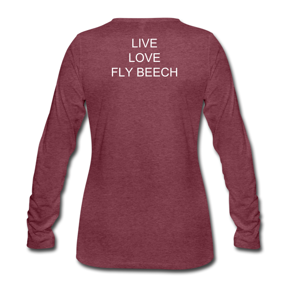 Women’s Live Love Fly Long Sleeve T-Shirt (More Colors) - heather burgundy