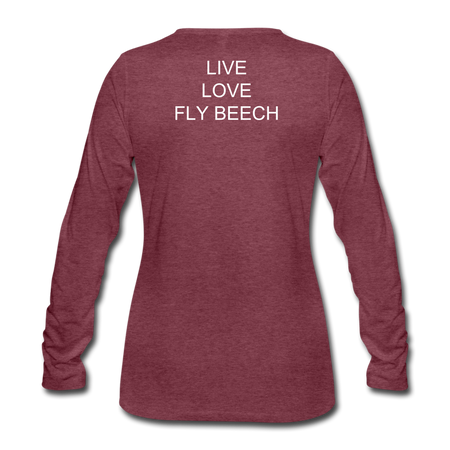 Women’s Live Love Fly Long Sleeve T-Shirt (More Colors) - heather burgundy