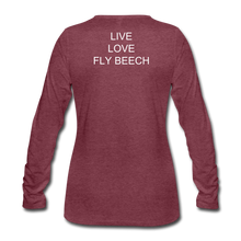 Women’s Live Love Fly Long Sleeve T-Shirt (More Colors) - heather burgundy