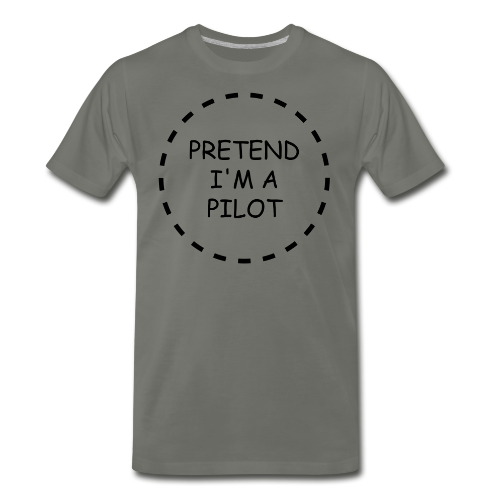 Men's Pretend I'm a Pilot Short Sleeve T-Shirt (More Colors) - asphalt gray