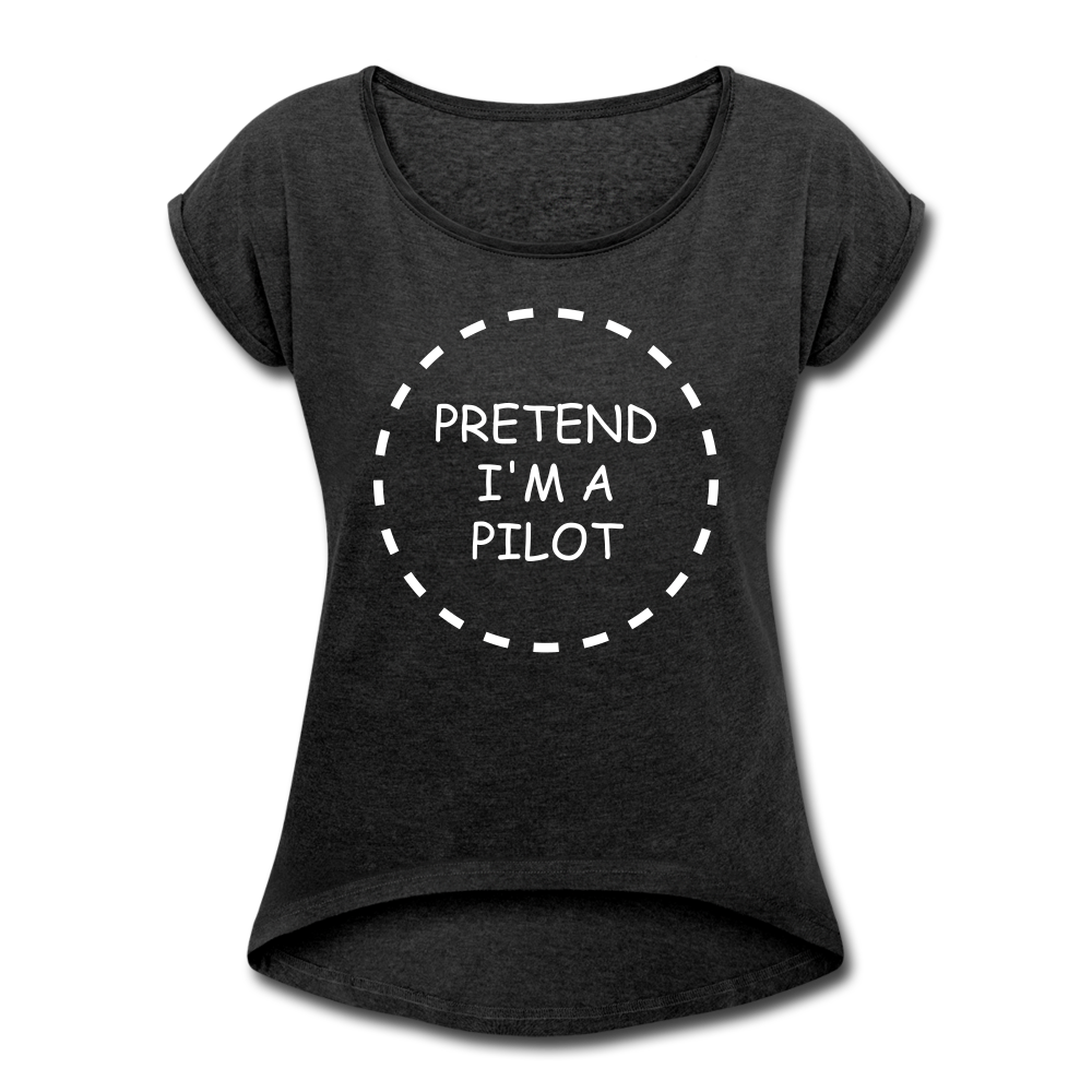 Women's Pretend I'm a Pilot Short Sleeve T-Shirt - heather black