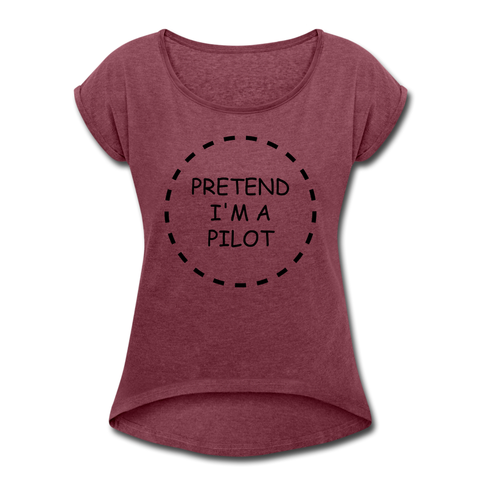 Women's Pretend I'm a Pilot Short Sleeve T-Shirt - heather burgundy